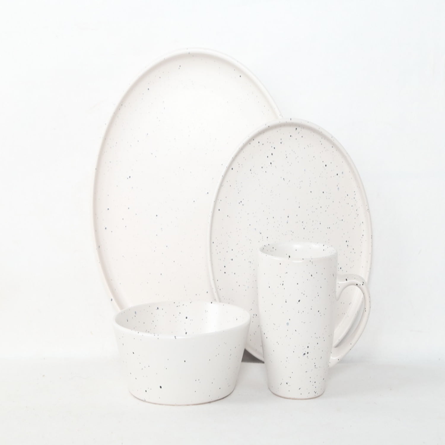 Set Vajilla 24 Pzs White Dots Cerámica Blanco Lugano