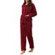 thumbnail image 4 of INSPIRE CHIC Conjunto de Pijama de Felpa Esponjosa para Mujer Cómodo con Mangas Largas, Botones, Bolsillos y Cintura Elástica L Rojo, 4 of 6