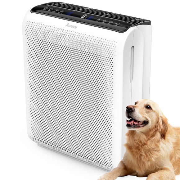 Purificador de aire AROEVE MK07 para habitaciones grandes de hasta 1504 pies cuadrados, blanco