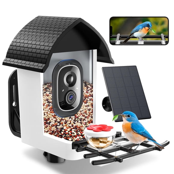 Comedero Inteligente Para Pájaros Con Cámara Solar 2k Hd Live View