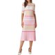 thumbnail image 2 of INSPIRE CHIC Vestidos de Punto a Rayas para Mujer, Manga Corta, Midi, Vestido Suéter Acanalado, Talla M, Rosa, 2 of 6