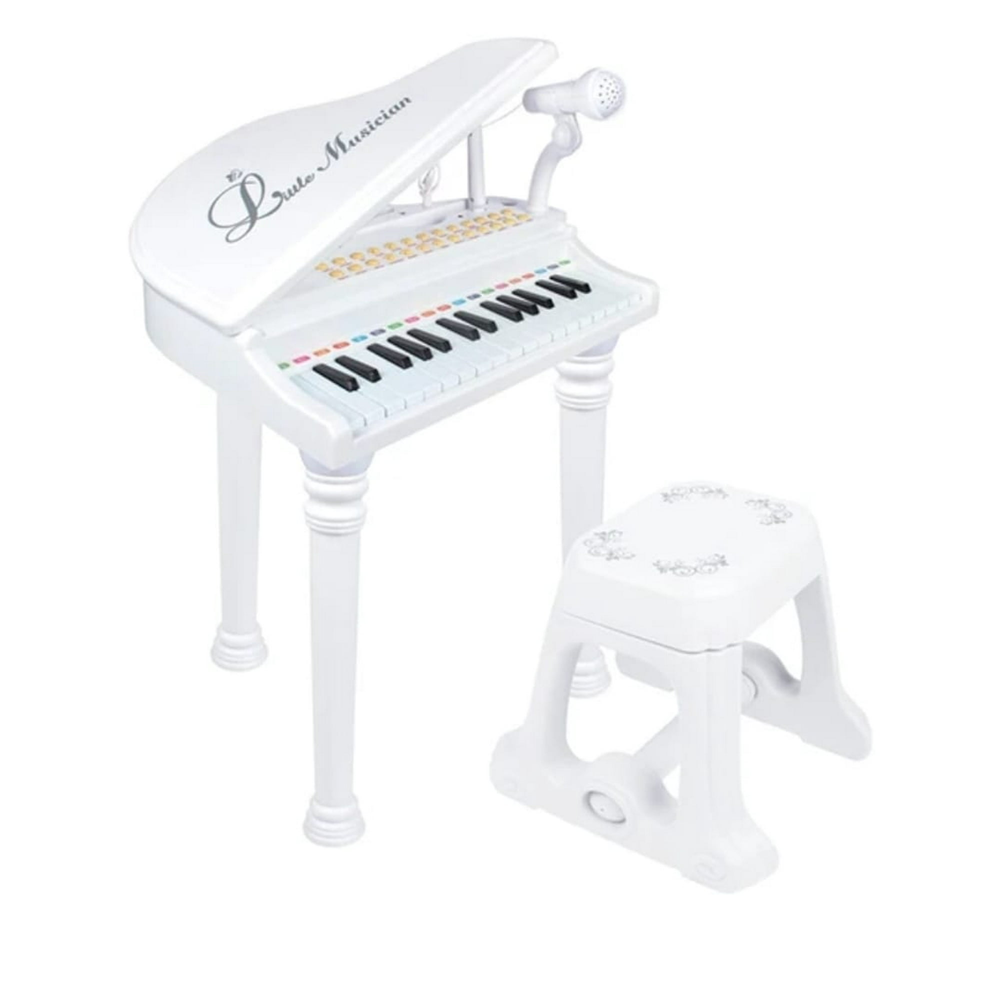Maravillas Valdivia - Piano Baoli Teclado Para Niños 31 Teclas, Micrófono Conector Mp3 Blanco