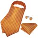 thumbnail image 3 of Corbata Ascot gruesa de seda para hombre formal. Modelo Solinario Naranjo, 3 of 7