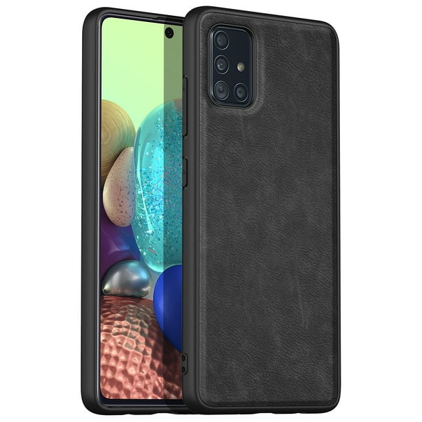 High Quality Retro Leather Premium Protective Phone Case Cover, Shock Resistant TPU Soft Border For Samsung Galaxy A71 5G