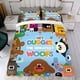 thumbnail image 4 of ¡Hola, Duggee! Conjunto de sábanas temático, trío de piezas, cómodo y amigable con la piel, diseño único, regalo de decoración para el hogar para familiares, amigos y fans, 90 cm * 190 cm, 4 of 6