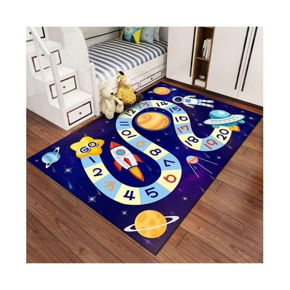 Alfombra Infantil Universo 80X120 Cm Tapete Dormitorio Sala