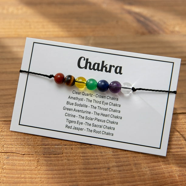 Seven Chakra Stone Bracelet: Smooth Round Shape Beads for Yoga, Meditation & Anxiety Relief - Perfect Gift!