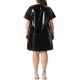 thumbnail image 4 of Vestido Formal de Talla Grande para Mujer Agnes Orinda Cuello Redondo Metálico Manga Corta Fiesta Clubwear Vestidos Sueltos Mini Camiseta 1X Negro, 4 of 8