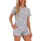thumbnail image 4 of INSPIRE CHIC Conjuntos de pijama de manga corta para mujer de regreso a clases con bolsillos, ropa de dormir suave con botones y pantalones cortos con cintura elástica XL Gris claro con estrellas, 4 of 6