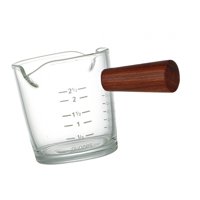 Magideal - Taza Medidora De Café Expreso De Vidrio De 100Ml, Jarra De Vidrio Transparente, Báscula Doble, Mango De Madera Para Barman Profesional, Café, Horneado Estilo A