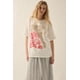 thumbnail image 1 of Camiseta Fashnzfab Duo Flowers Vintage-Wash Oversized Marfil, 1 of 5