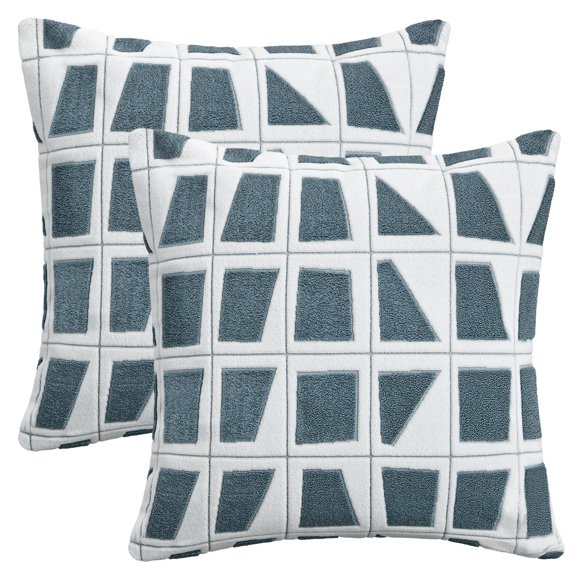 REGALWOVEN Fundas de Almohada Geométricas Juego de 2 Fundas de Cojín de Felpa Suave Modernas Almohadas Decorativas para Sofá Dormitorio Azul 20" x 20"