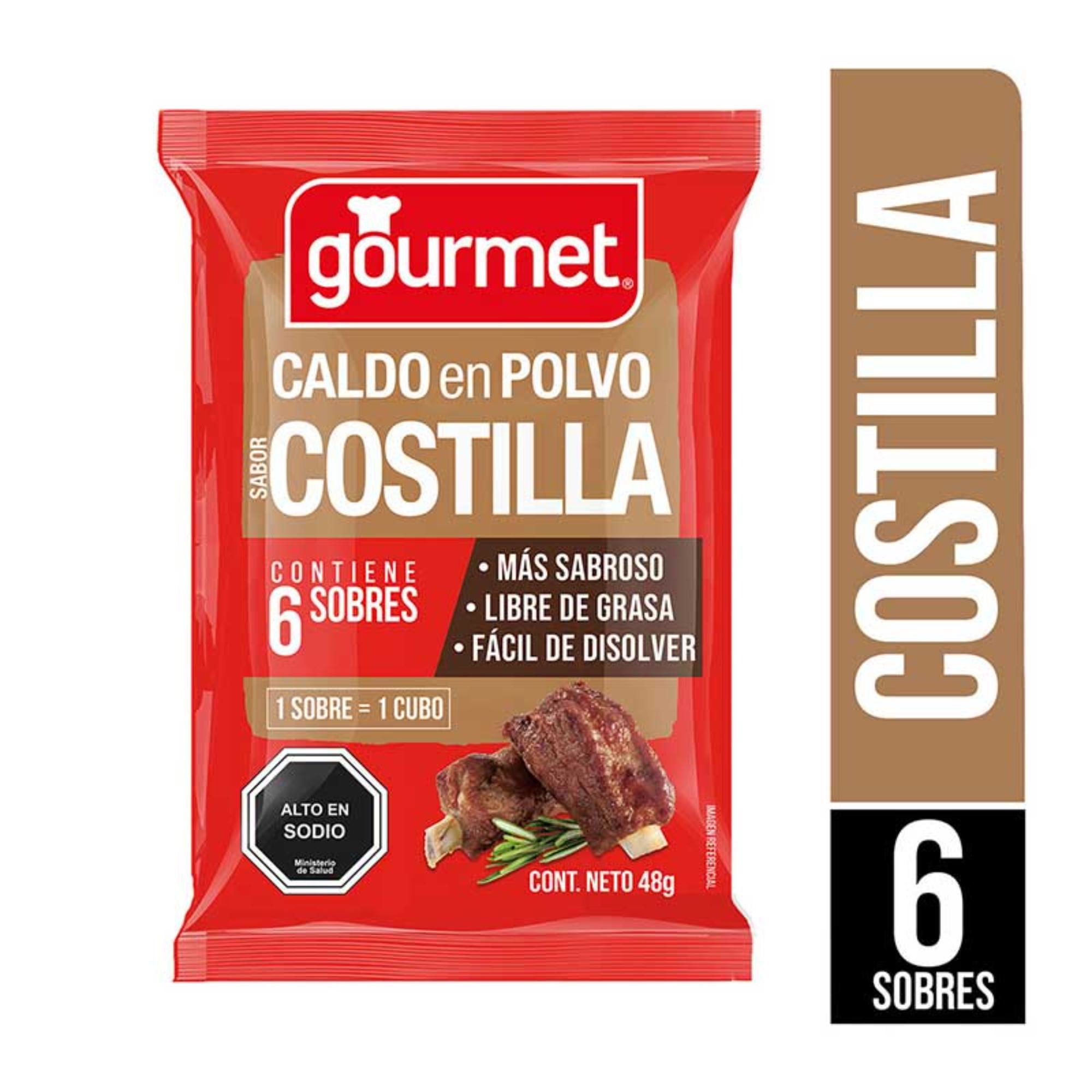 Caldo En Polvo Sabor Costilla (6 Sobres) Bolsa 48 g Gourmet