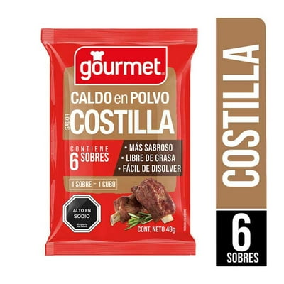 Caldo En Polvo Sabor Costilla (6 Sobres) Bolsa 48 G Gourmet