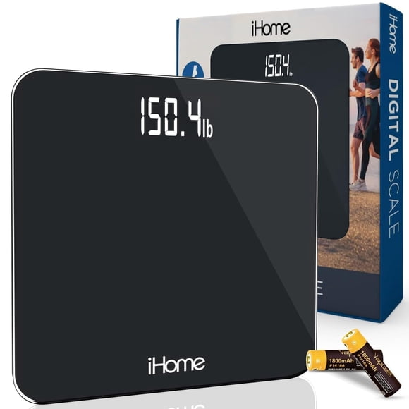 Báscula de baño digital iHome negra con capacidad de 180 kg