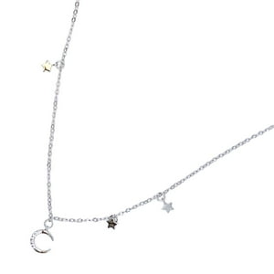 Nordvik London - Collar Luna Y Estrellas, 45 Cm, Plata 925