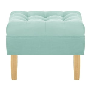 Bodevir - Pouf Wood 1C Felpa 05 Verde Agua