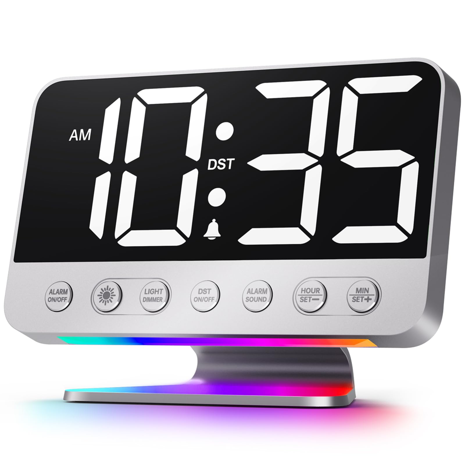 Reloj Despertador Digital Odokee Large Bold Number 5 Plateado