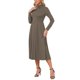 thumbnail image 4 of INSPIRE CHIC Vestido de Punto Plisado para Mujer de Manga Larga Cuello Alto Casual de Negocios Suéter Vestido Línea A Midi Conjuntos de Otoño Invierno XL Café Claro, 4 of 6