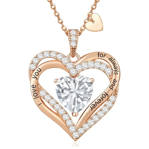 Collar Heshpaws Love Pendant Birthstone Zirconia Plata