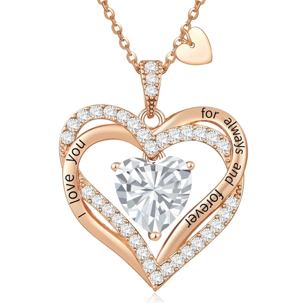 Collar HESHPAWS Love Pendant Birthstone Zirconia Plata