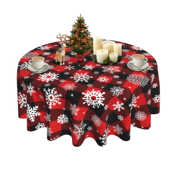 Mantel redondo impermeable de cuadros navideños SuQKXCo de 152 cm