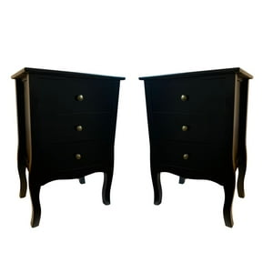 Castellaro - Set 2 Veladores Dormitorio Imperia 3 Cajones Negro
