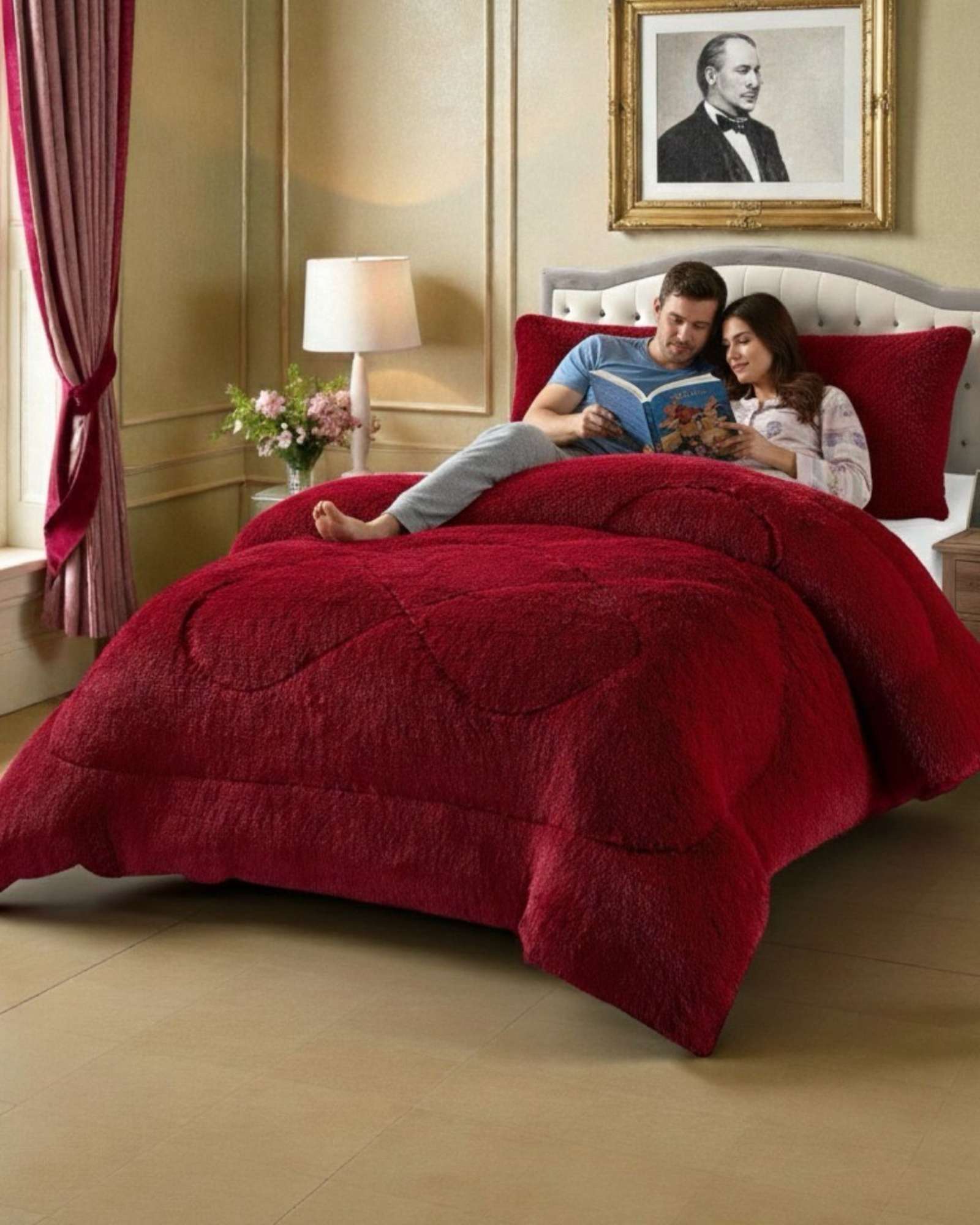 Myl Todo Hogar - Plumón Cubrecama 2 Plazas Sherpa Peludo Invierno Diseño Suave