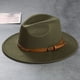thumbnail image 1 of Men's Retro Felt Woolen Top Hat, Leather Buckle Accessory, Jazz Hats, 1 of 3