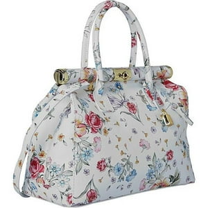 Bolso Tote Y Bandolera Sharo Floral Cuero Italiano