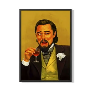 Creango - Cuadro Poster Enmarcado Leonardo Dicaprio Meme Riendo Decorativo