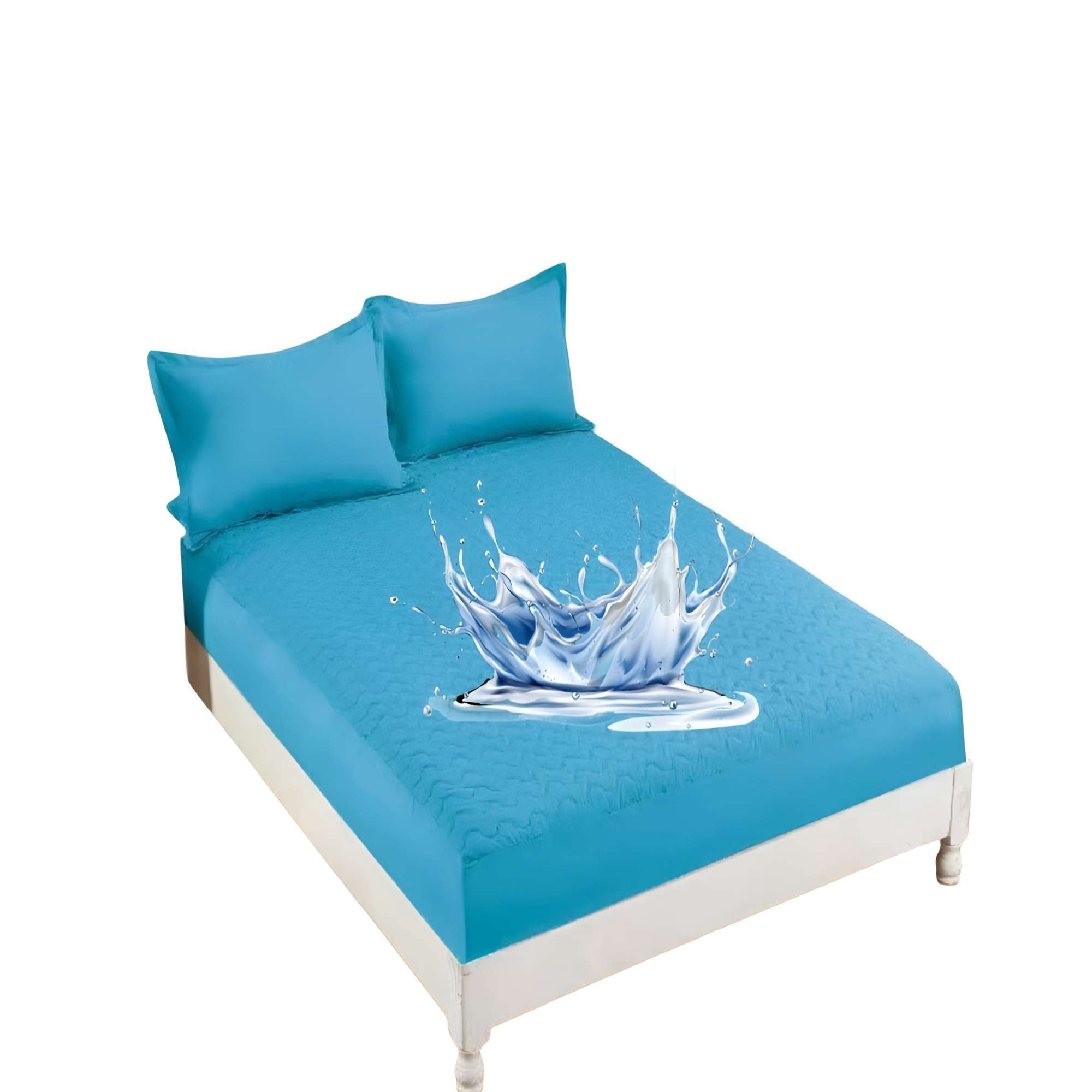 Genérico - Cubrecolchon Impermeable King Celeste