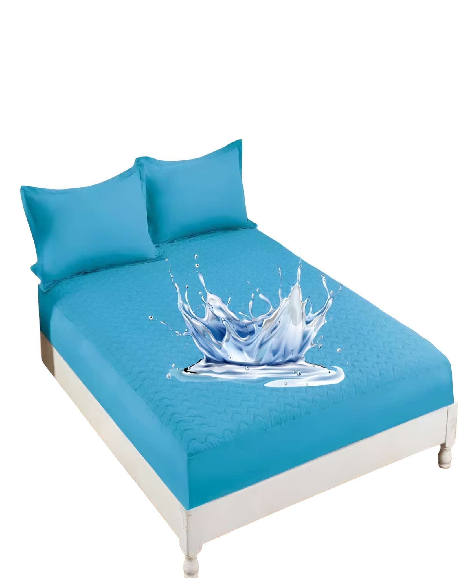 Genérico - Cubrecolchon Impermeable 2 Plazas Celeste