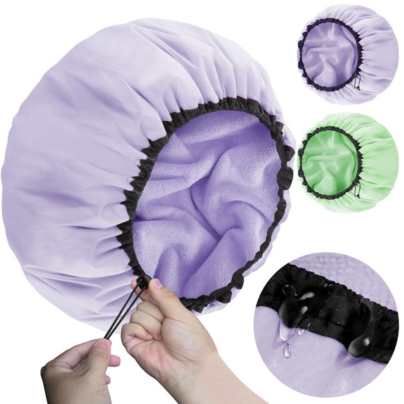 Gorro de ducha SHEOMERN, 2 unidades, 15 XL, extra grande, con forro de felpa