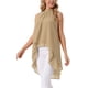 thumbnail image 4 of INSPIRE CHIC Blusas de Mujer de Chifón Cuello Alto Sin Mangas con Lazo en la Espalda Dobladillo Alto Bajo Camisa de Verano Caqui XL, 4 of 6