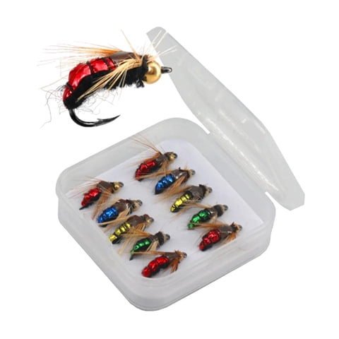 Ioensy - 10 Moscas De Pesca Con Mosca, Señuelos De Cebo De Pesca Con Anzuelos Para Trucha, Salmón, Pez Luna