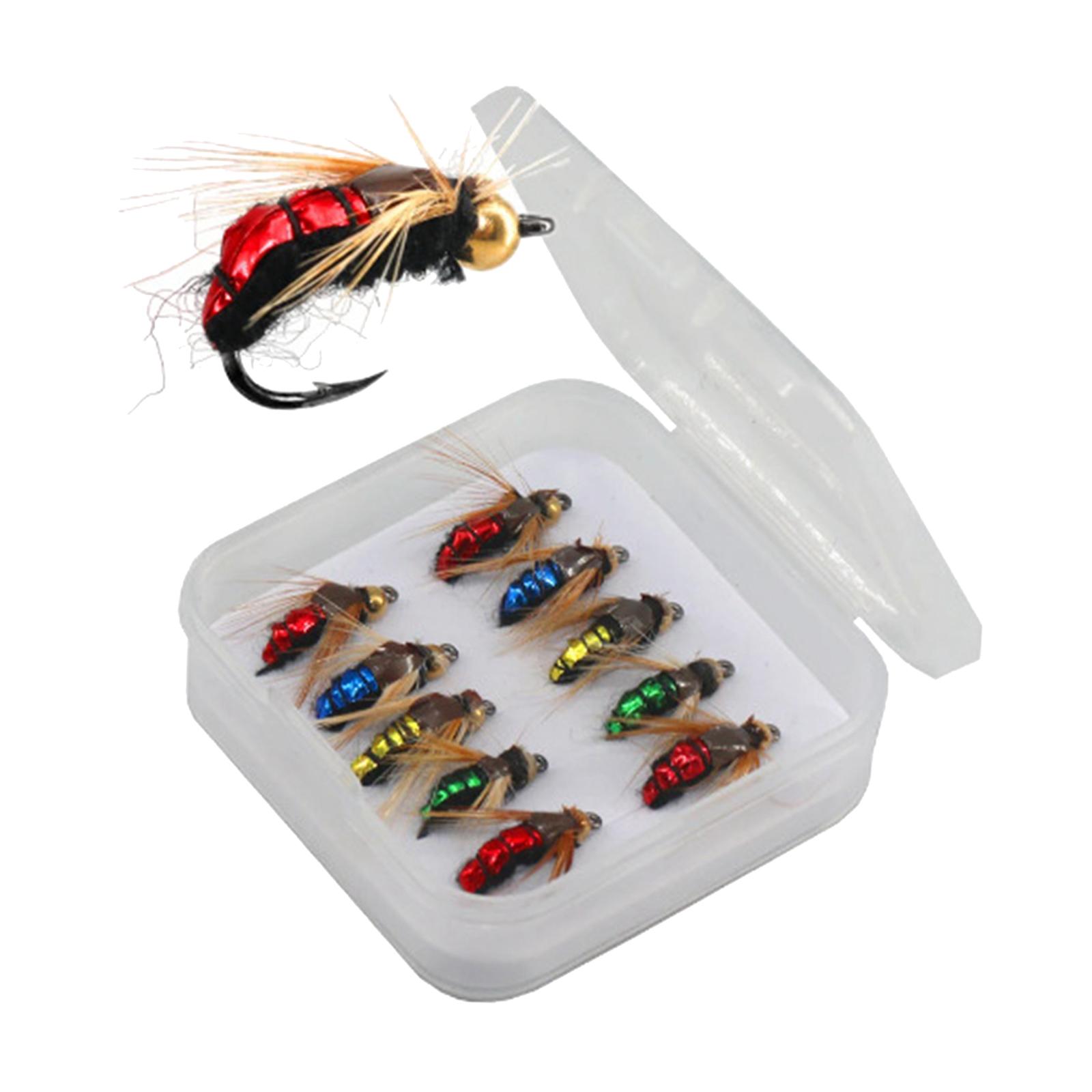 Ioensy - 10 Moscas De Pesca Con Mosca, Señuelos De Cebo De Pesca Con Anzuelos Para Trucha, Salmón, Pez Luna