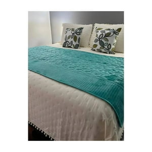 Genérico - Piecera De Cama Polar Con Tela Reversible - Turquesa
