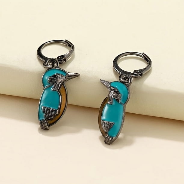 Gorgeous Women's Gemstone Turquoise & Zircon Inlaid Stud Earrings - A Stylish Accessory!