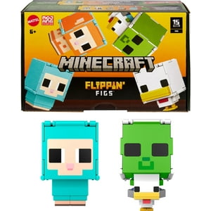 Figure Mattel Minecraft Flippin' Figs Sheep & Chicken, Paquete De 2