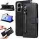 thumbnail image 1 of Funda tipo cartera para Infinix smart 10 4G con bolsillo con cremallera y ranuras para tarjetas – Función de soporte Negro, 1 of 5