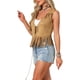 thumbnail image 4 of INSPIRE CHIC Chalecos con Flecos para Mujer Estilo Vaquera Sin Mangas Top Chaleco de Flecos de Imitación de Ante Talla S Marrón Claro, 4 of 6