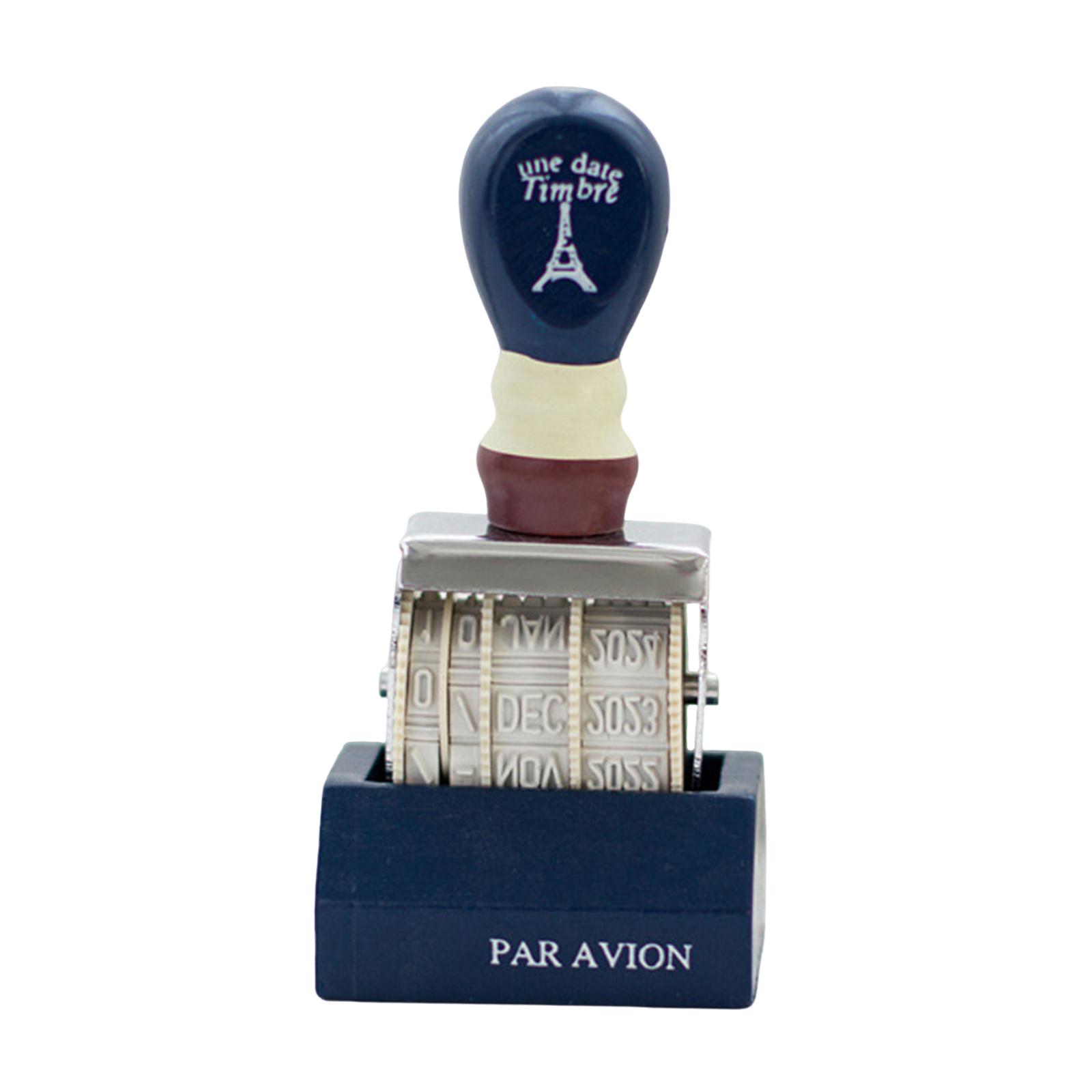 Magideal - Sello De Fecha Con Rodillo Sello De Goma Año Mes Día Sello De Oficina Sello De Rodillo Multifuncional Sellos De Negocios Para Decoración De Álbumes De Azul
