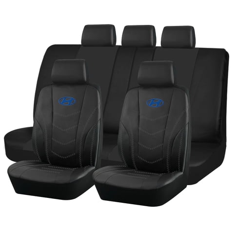 Jj Group - Fundas Asiento Hyundai Eco Cuero Negro – 9 Piezas Bordadas