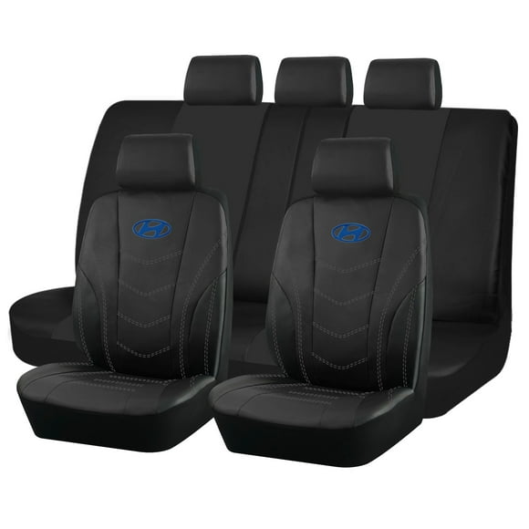Fundas Asiento Hyundai Eco Cuero Negro – 9 Piezas Bordadas