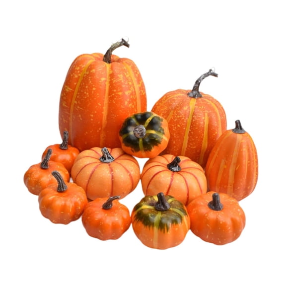 12 Piezas De Calabazas Artificiales De Otoño De Color Naranja Para Decoración Del Hogar