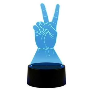 Lampara Ilusion 3D Amor Y Paz De 7 Colores, Base Touch
