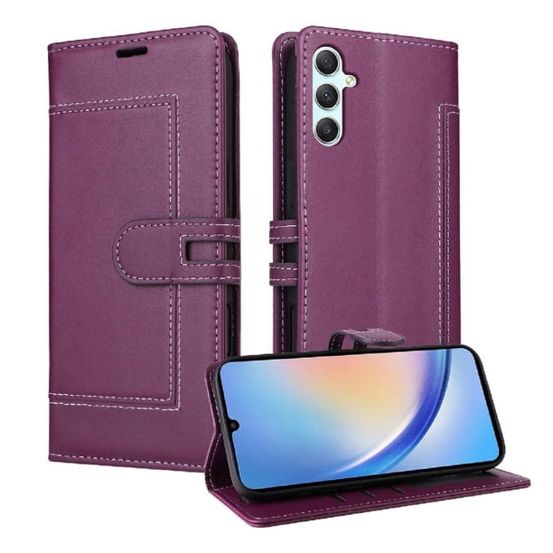 Premium Wallet Case for Samsung Galaxy A55 5G with Card Slots & Kickstand, Flip Cover Purple