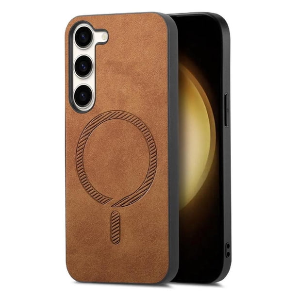 Magnetic Slim Case for Samsung Galaxy S23 Plus with Camera Guard & Anti-Scratch Back Brown