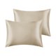 thumbnail image 1 of REGALWOVEN Juego de 2 fundas de almohada de satén para cabello y piel con cierre de sobre estándar color beige claro, 1 of 6